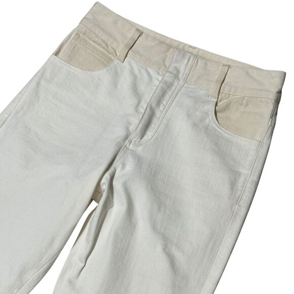 WENDELBORN Studio Jean 2-Tone High Waist Straight Leg Denim White Tan EUC 26 - Picture 2 of 7